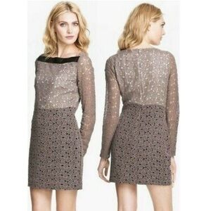 DVF Diane Von Furstenberg New Sarita Pebble Lace Leather Neck Dress 4, cotton